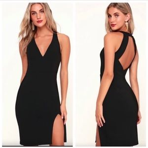 Lulu’s total knockout black backless bodycon dress